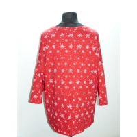 Bluzka w luźnym stylu oversize - czerwona w śnieżynki